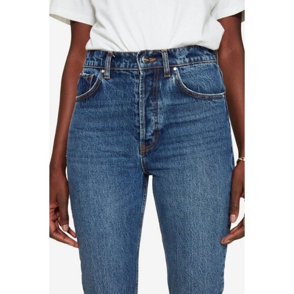 💕ANINE BING💕 Sonya Jean ~ Button Fly Mid Indigo Blue 27 NWOT - Picture 5 of 16